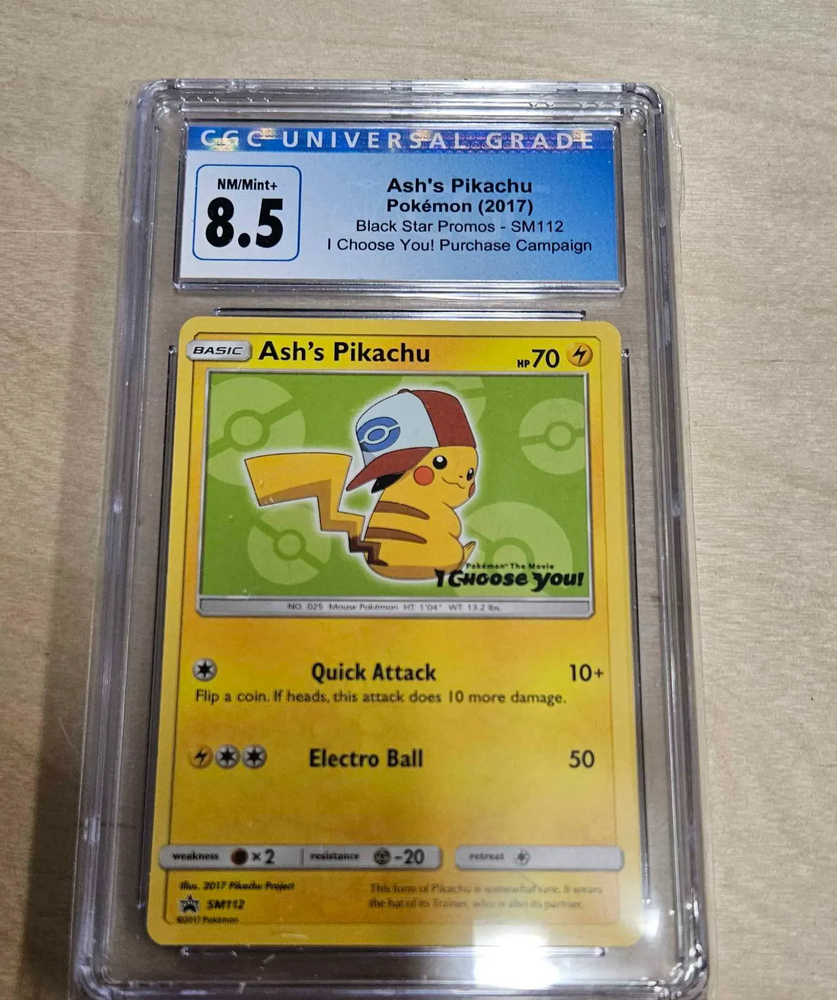 CGC 8.5 Ash's Pikachu (SM112) [Sun & Moon: Black Star Promo]